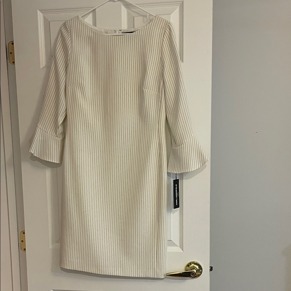 Karl Lagerfeld Cream Long Sleeve Dress